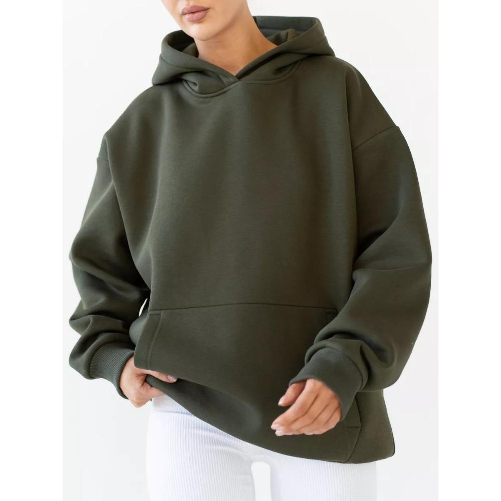 Women's Long Sleeved Hooded Sweatshirt with Loose Fitting Top