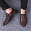 FashionMen Leather Boat Shoes Casual Flat Moccasins Homme Driving Loafers Shoes Slip On Breathable Moccasins Hand Sewing Men Size 37-46