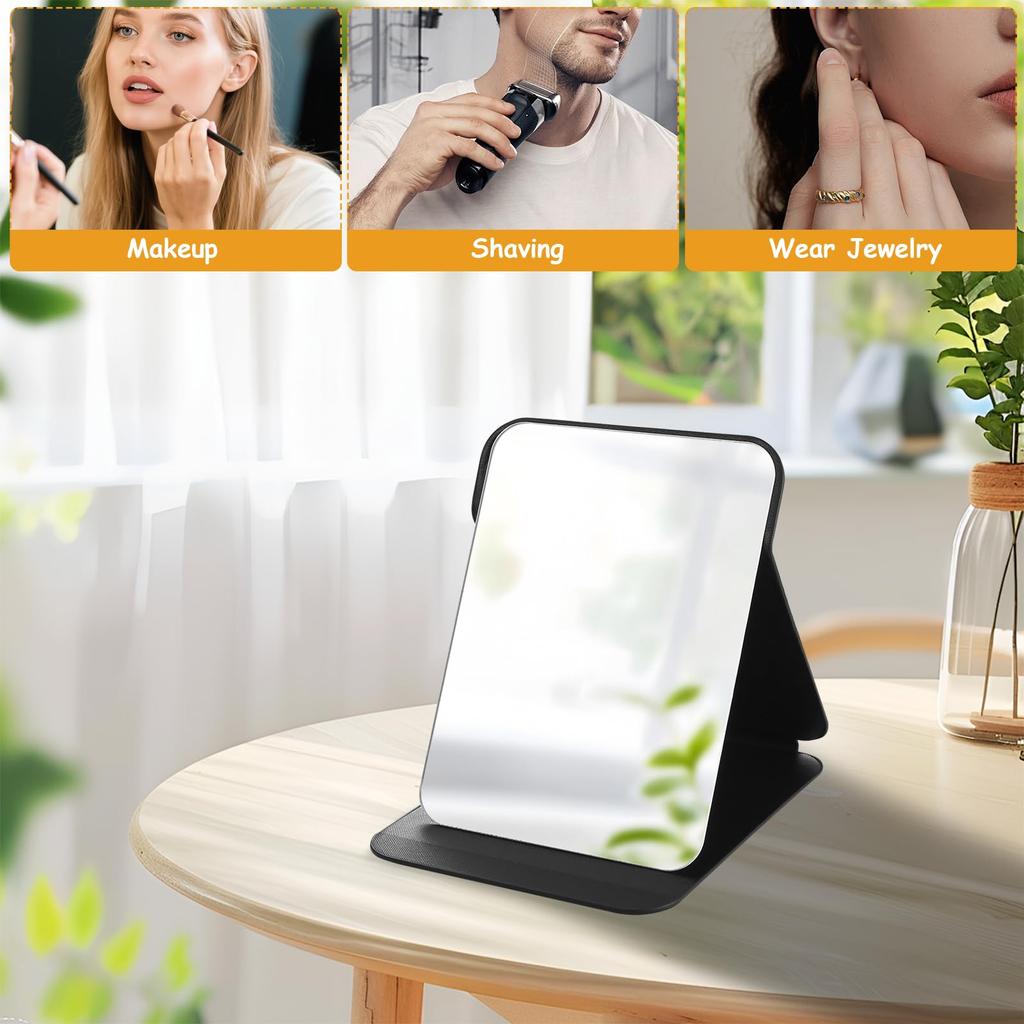 Folding Makeup Mirror High-quality Portable Desktop Makeup Mirror Single-side Creative Women Solid Color Standing Makeup Mirror