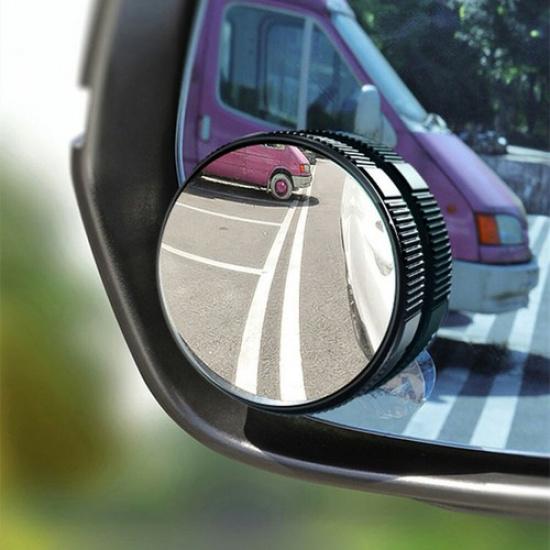 2pcs Blind Spot Mirror Convex 360° Wide Angle Suction Cup Adjustable For Car