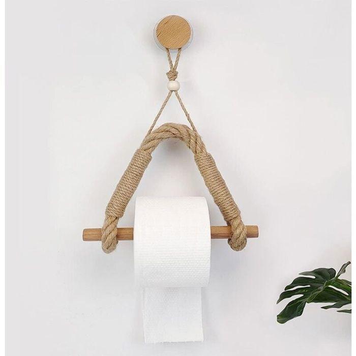 Porte‑papier toilette corde en jute auto‑adhésif style nautique industriel – 24,5 x 35 cm
