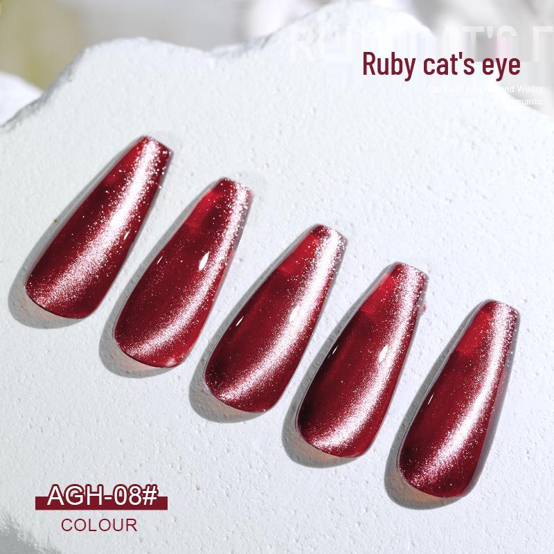 AS New Gem Red Cat Eye Gel Polish - Autumn/Winter 2022 Dynamic Crushed Diamond Crystal Cat Eye Nail Art