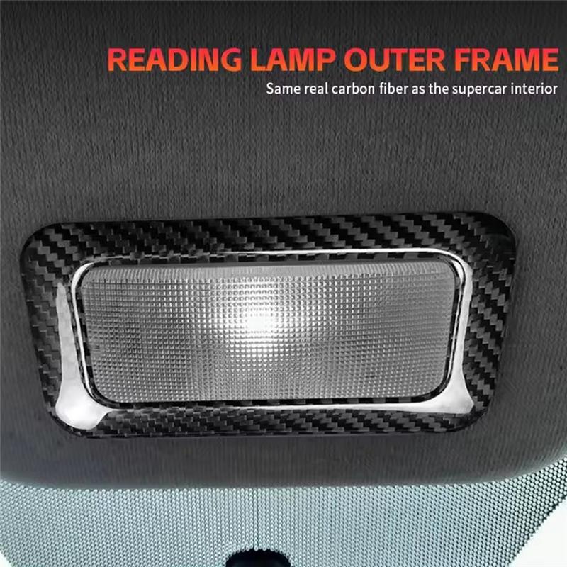 For Abarth 595 695 Fiat 500 2007-     2024 Compatible Carbon Fiber Car Reading Lamp Sticker Trim