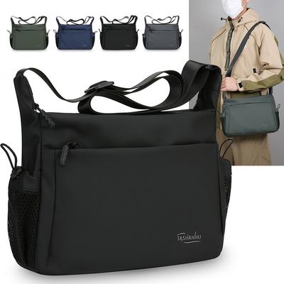 Solid Color Crossbody Bag Men's Large Capacity Shoulder Bag Commuter Briefcase