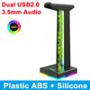 Desktop Gaming Headset Hanger Bracket RGB Headphone Holder Stand with 2 USB Charger Ports Earphone Rack For PUBG Computer Gamer