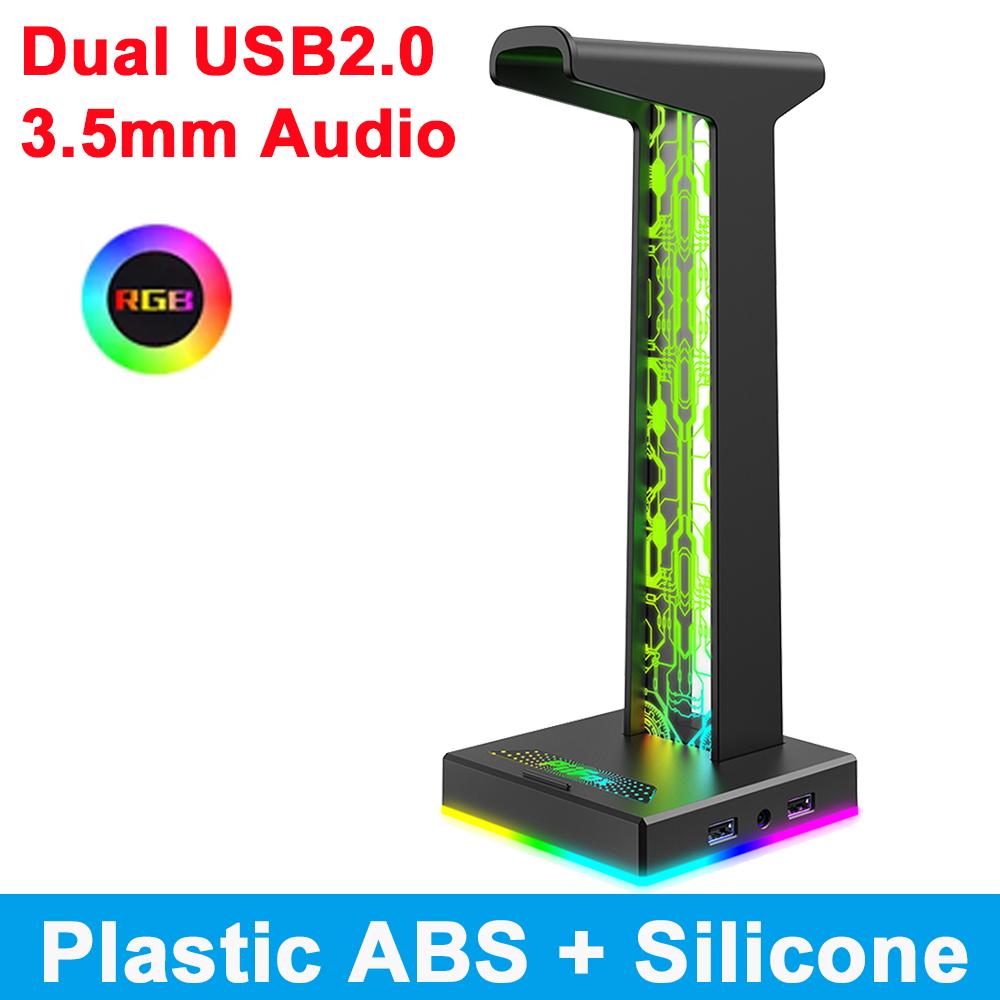 

Кронштейн для крепления игровой гарнитуры для настольного компьютера, держатель для наушников RGB с 2 портами USB для зарядки, подставка для наушников для геймера PUBG