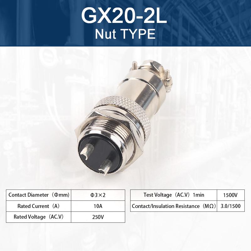 GX20 Nut Type  Male &Female Aviation Plug Socket Connector 2/3/4/5/6/7/8/9/10/12/14/15 PIN Cable Joint  Aviation Plug Connector