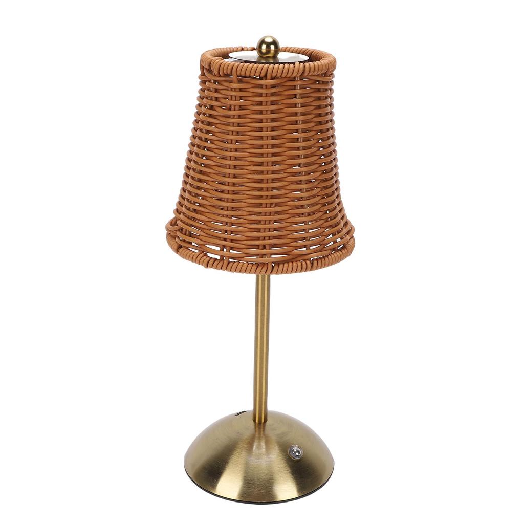 Vintage Rattan Table Lamp LED Dimmable 3 Color Temperatures Rechargeable Cordless Bedside Lamp for Bedroom Living Room