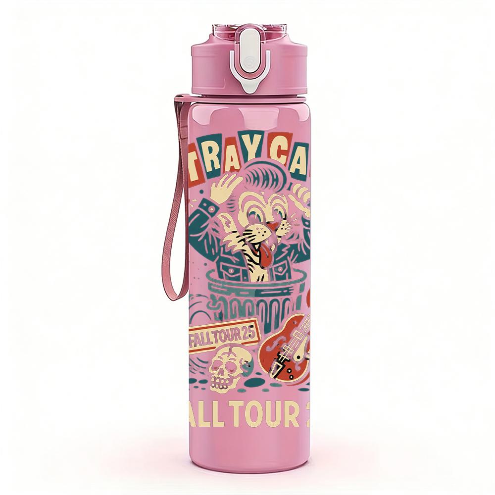 1PC Colorful Retro Collage Character Print 750ml Portable Sports Water Bottle Leakproof Gym Outdoor Travel Drink Cup