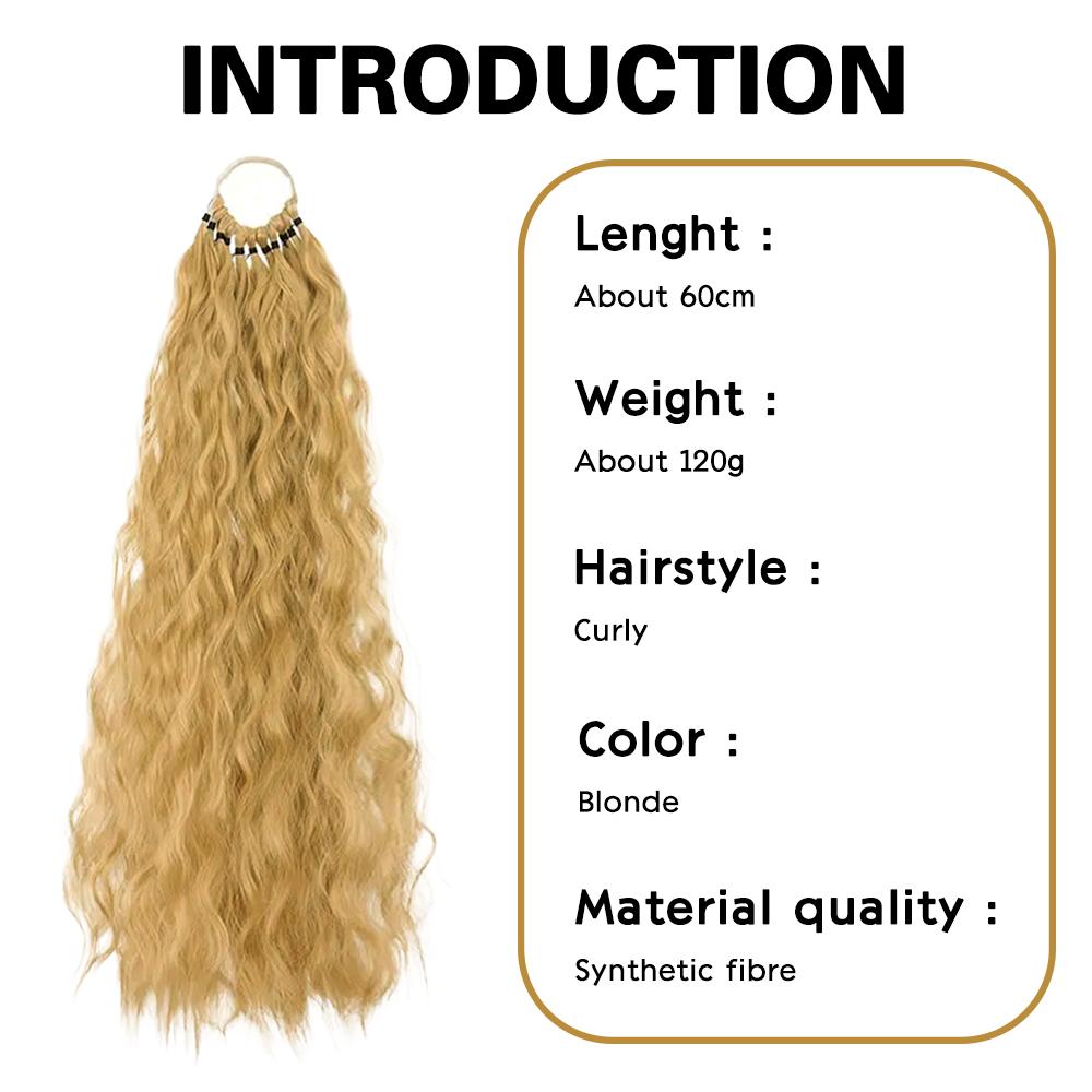MERISIHAIR Synthetic Long Curly With Elastic Band Ponytail Extension Wrap Around Heat Resistant Pony Tail For Women Daily Wear