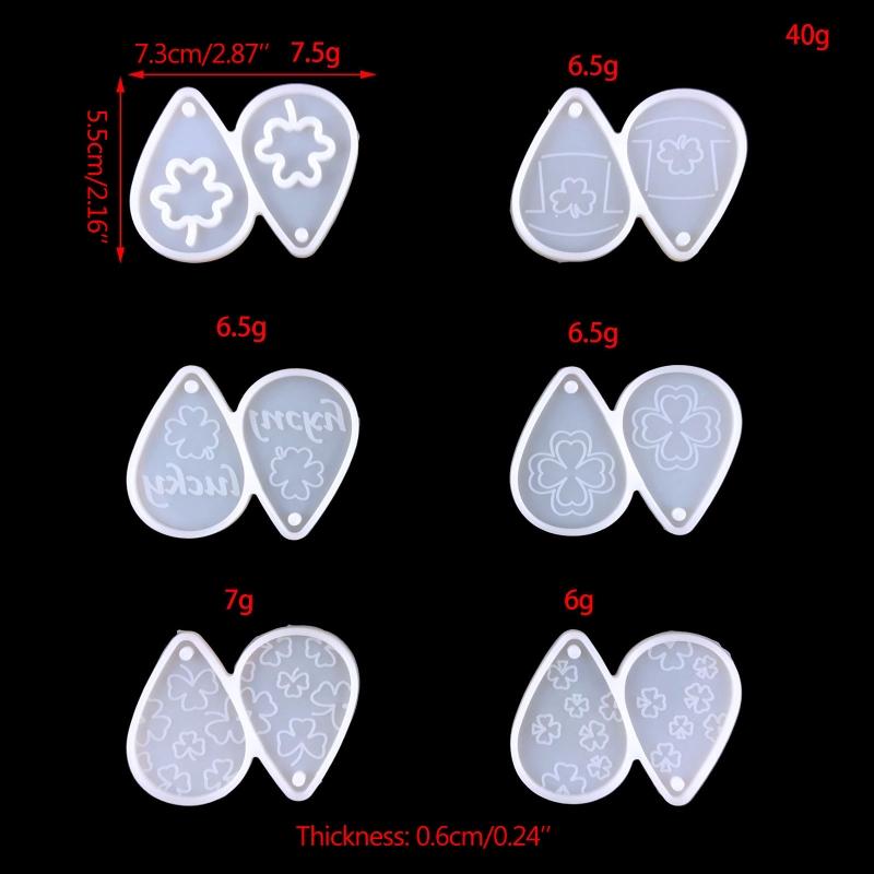 Ohrring Harzform Kleeblatt Ornament Silikonform Epoxidharz Gießen mit Loch für DIY Handwerk Schmuckherstellung Anhänger
