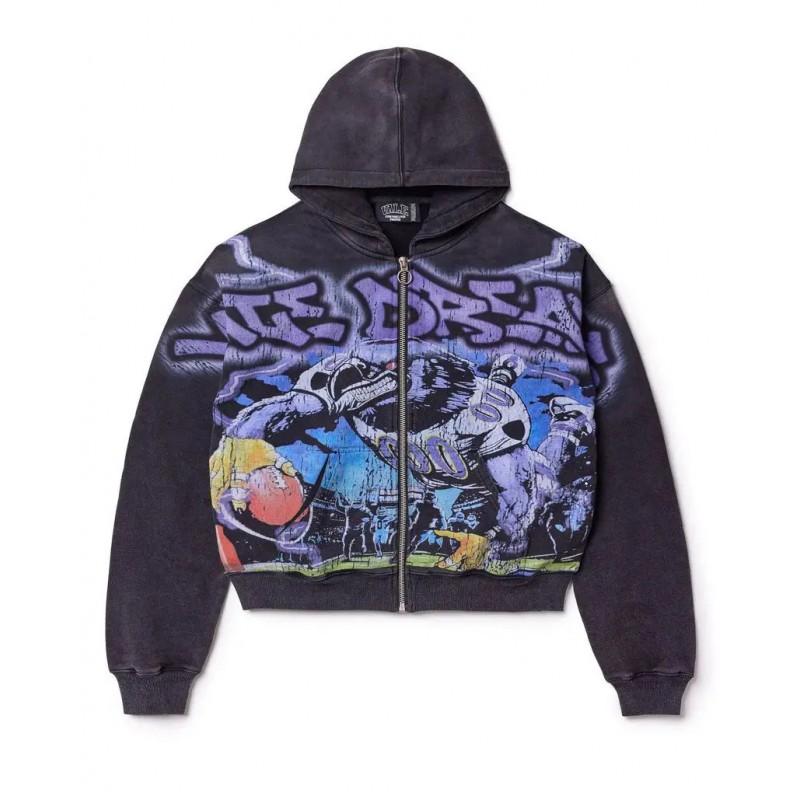 American Streetwear 3D Print Zip Y2K Hoodie Jacket Men Women