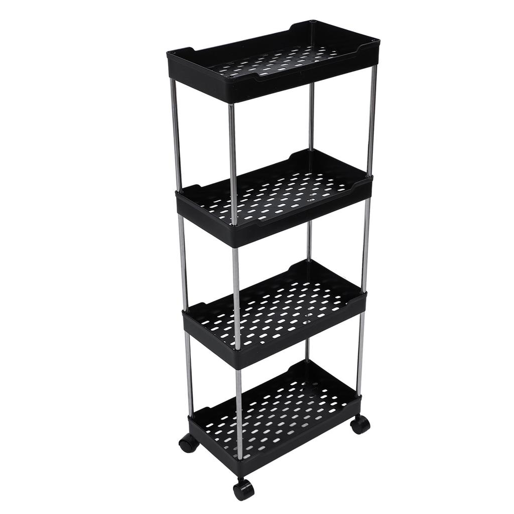Rollwagen Verbreitert PP Edelstahl 4 Etagen mit Rädern Aufbewahrungswagen für Badezimmer Toilette