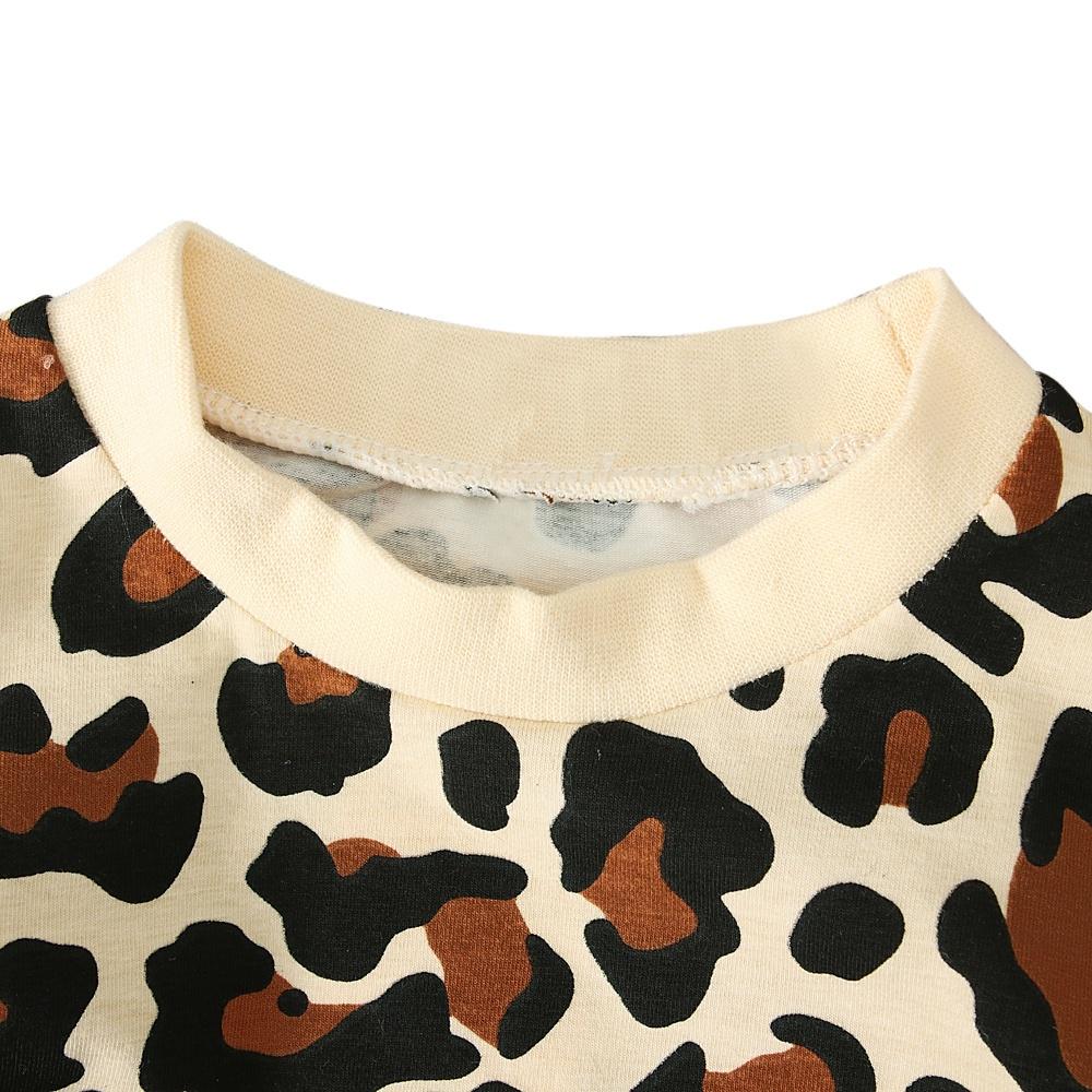 Unisex Baby Kids Leopard Prints T-shirt and Pants 2PCS Outfits Clothes