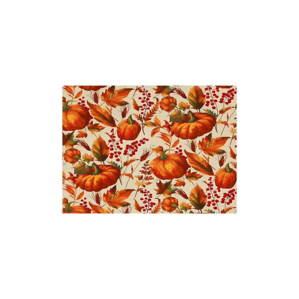 Thanksgiving Holiday Table Placemat Pumpkin and Maple Leaf Pattern Printed Dining Mat 45x30cm for Seasonal Table Decoration