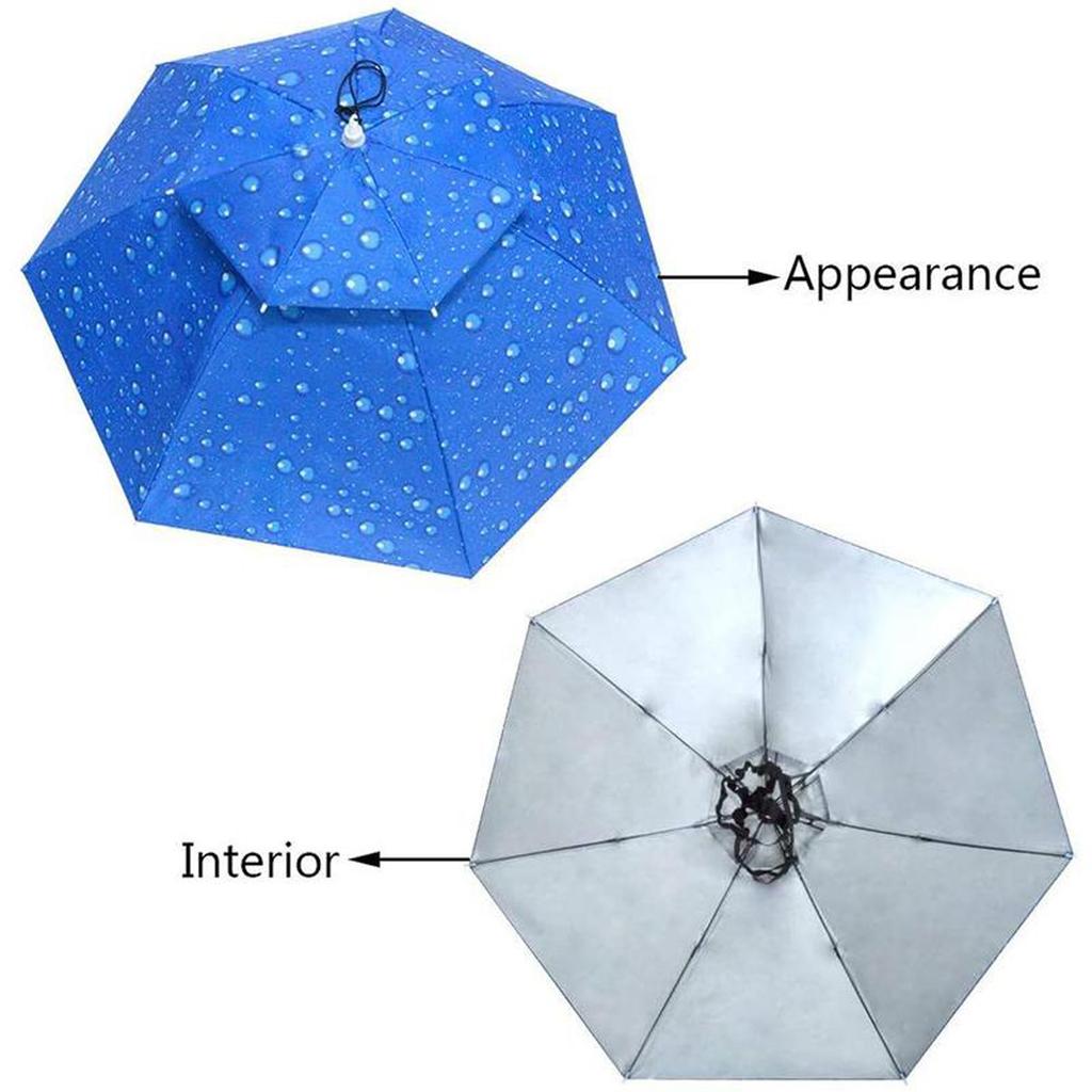 Double Layer Insulated Fishing Umbrella Hat Sun Protection Umbrella Hat Waterproof Breathable