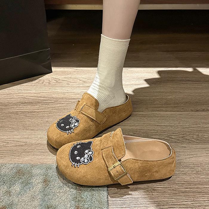 

Cartoon cute Hello Kitty bag head half slippers women s outer wear 2025 autumn new thick-soled inner height-increasing Birkenstock shoes 40