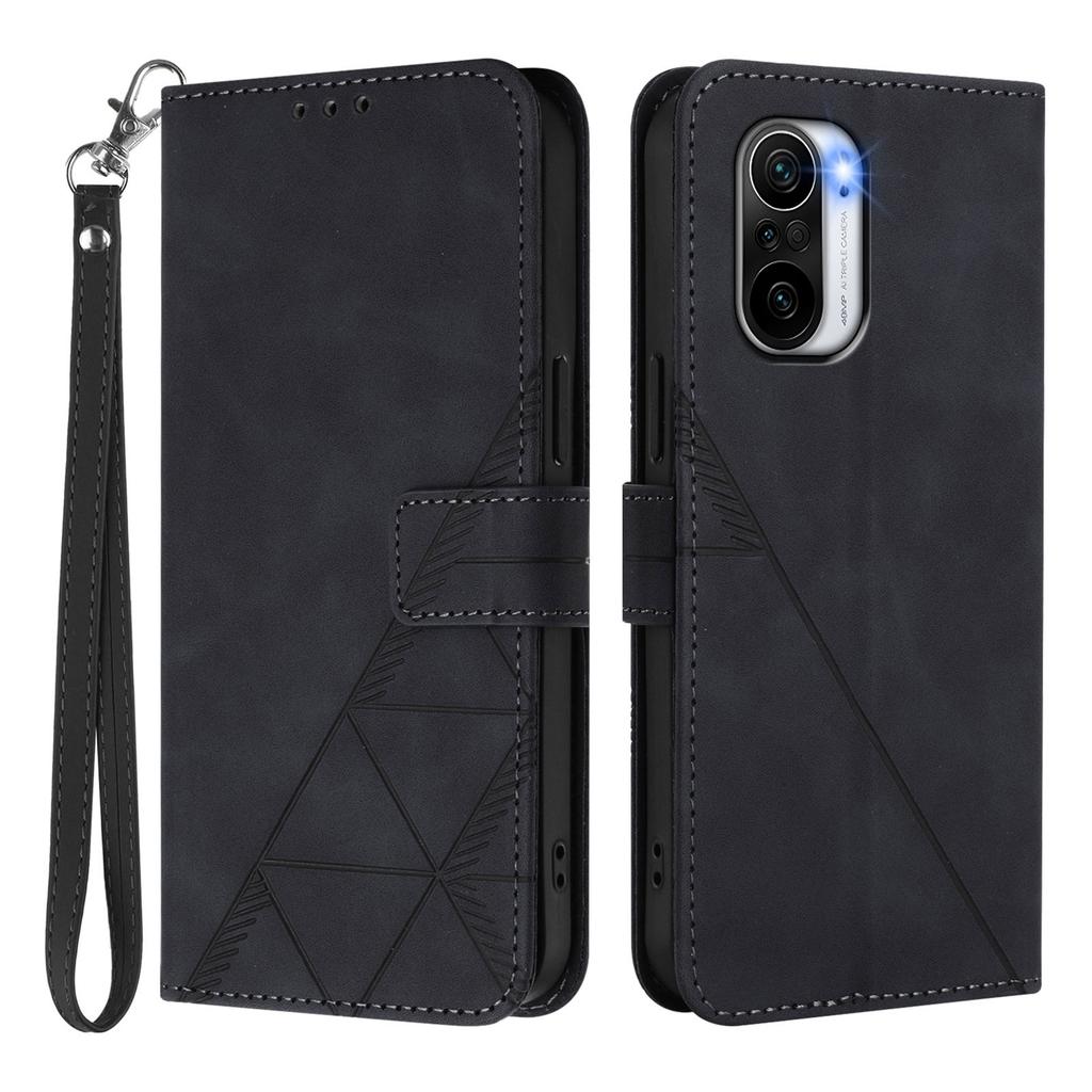 Für Xiaomi Poco F3 Lederhülle mit Handschlaufe Geldbörse Ständer Handyhülle