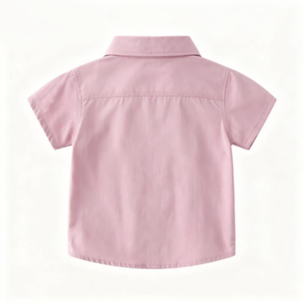 Jungen Baumwolle Kurzarmhemd Farbe Kragen Lässiges Oberteil für Alltags-Outfits