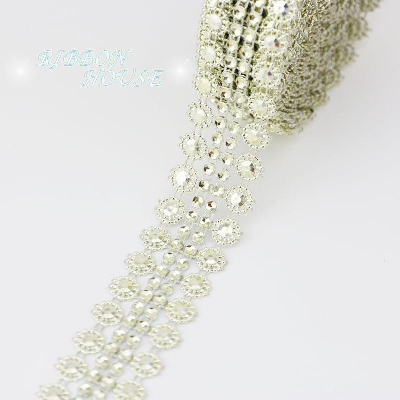 (5 Yards/roll) 30mm Roll Tape Tulle Crystal Mesh Wrap Ribbons Cake Wedding Decoration Glitter Charming Bling Diamond