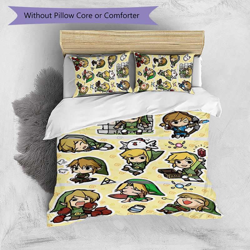 3pcs Cartoon Z-Zeldas pattern bedding set duvet cover set includes duvet cover &pillowcases, perfect all season bedroom decoration & gift
