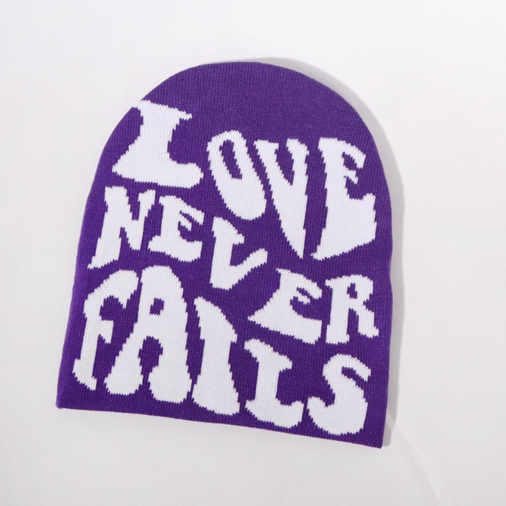 Letter Knitted Hat Elastic Hip Hop Cap Gothic Beanies Cap  Outdoor