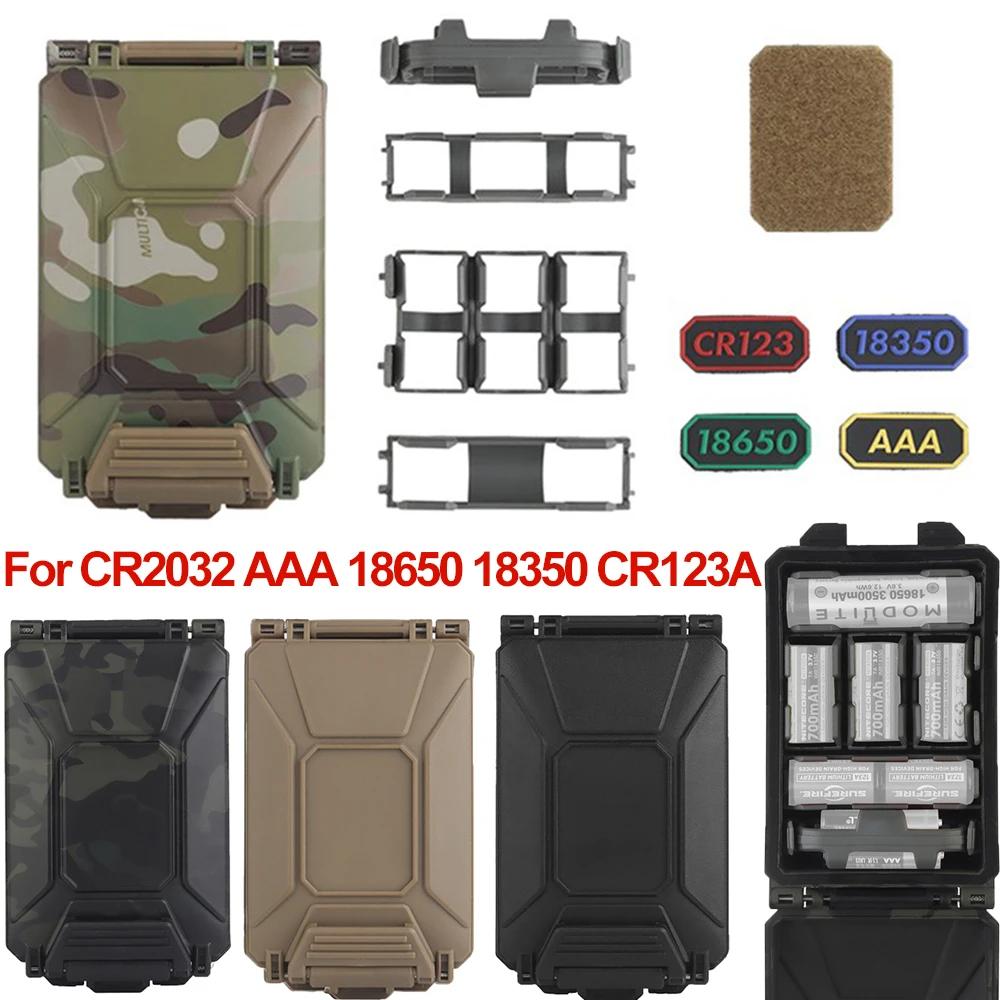 

Система утримання тактичної батарейної коробки Підсумок для шолома Модульний чохол для зберігання батарейок Органайзер для CR2032 AAA 18650 18350 CR123A
