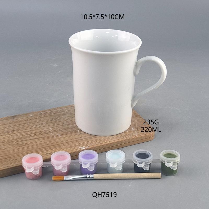 DIY Pure White Ceramic Cup Can Be Customized for Office and Home Coffee Cups, Advertising Creative Festive Color Mugs