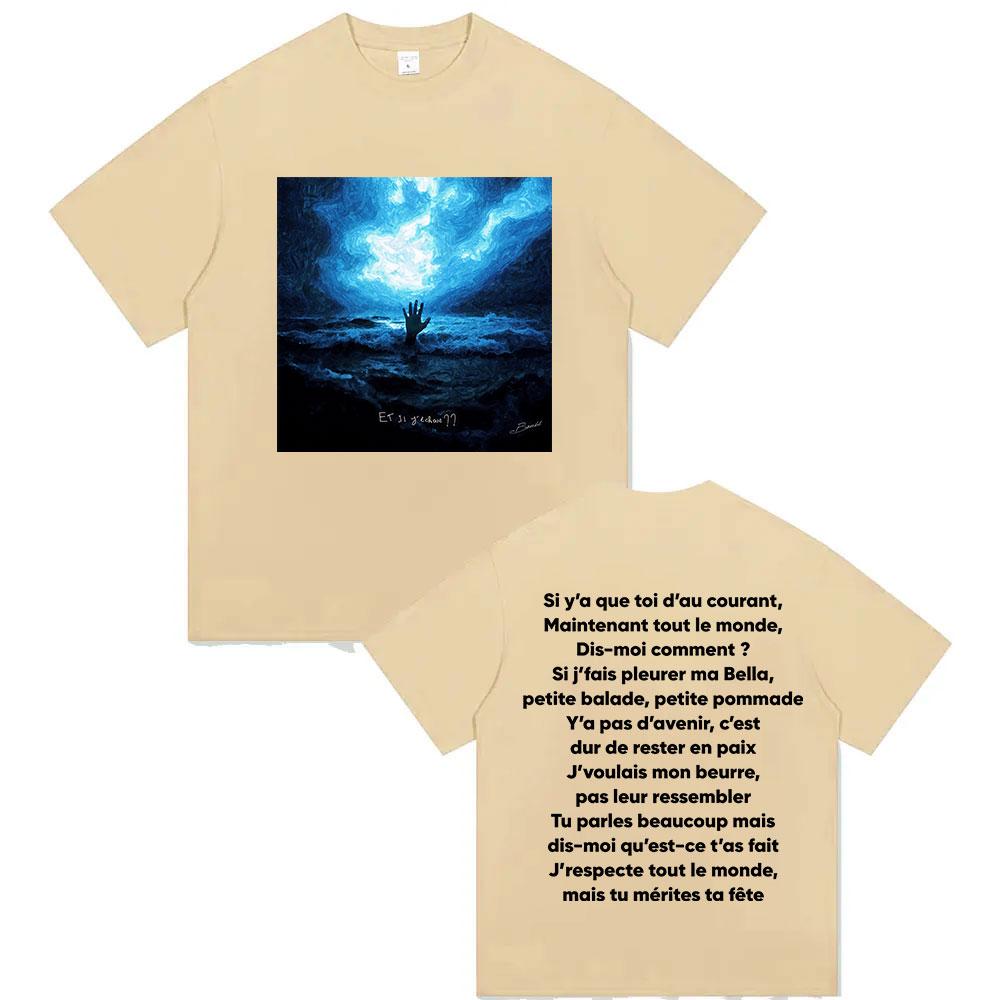 Rapper BOUSS ET SI JECHOUE   Tour Album 2025 Merch TShirts Mens Pop Fashion Vintage Oversized Cotton T Shirt Fans Streetwear