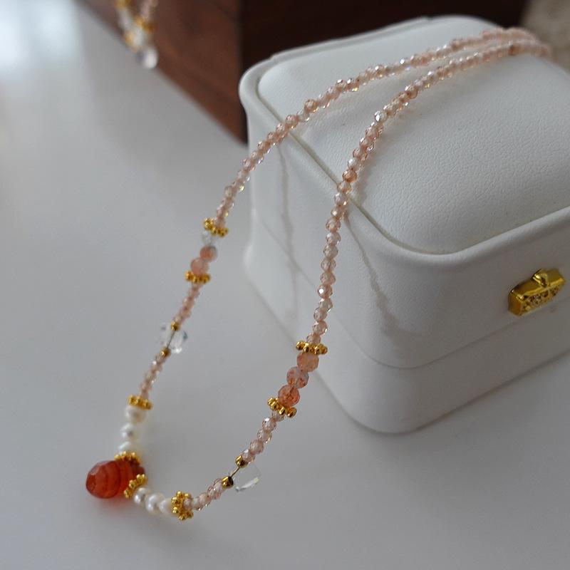 Natural Freshwater Pearl & Tiger Eye Bohemian Necklace - Autumn/Winter French Retro Clavicle Chain for Women