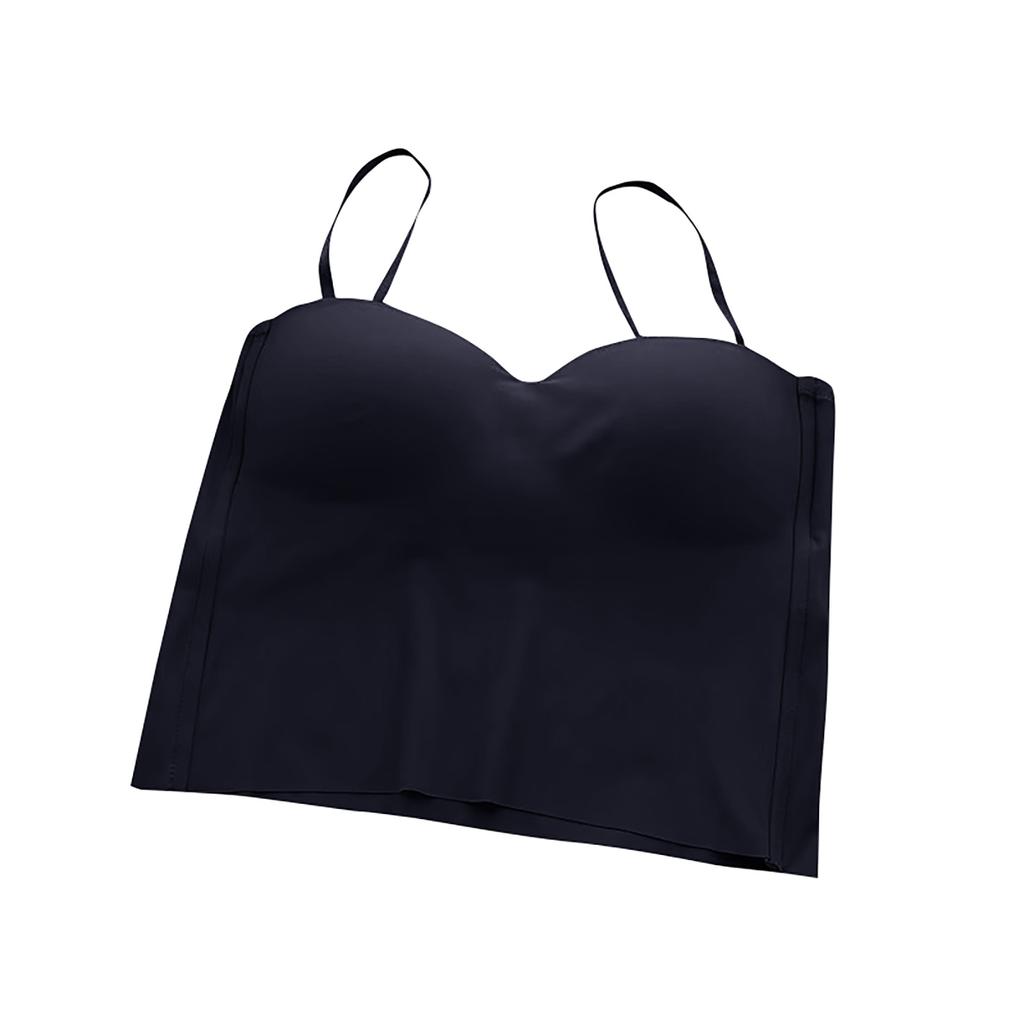Women's Ice Silk Fixed Cup Latex Pad Outer Wear Camisole Slim Comfortable Underwear