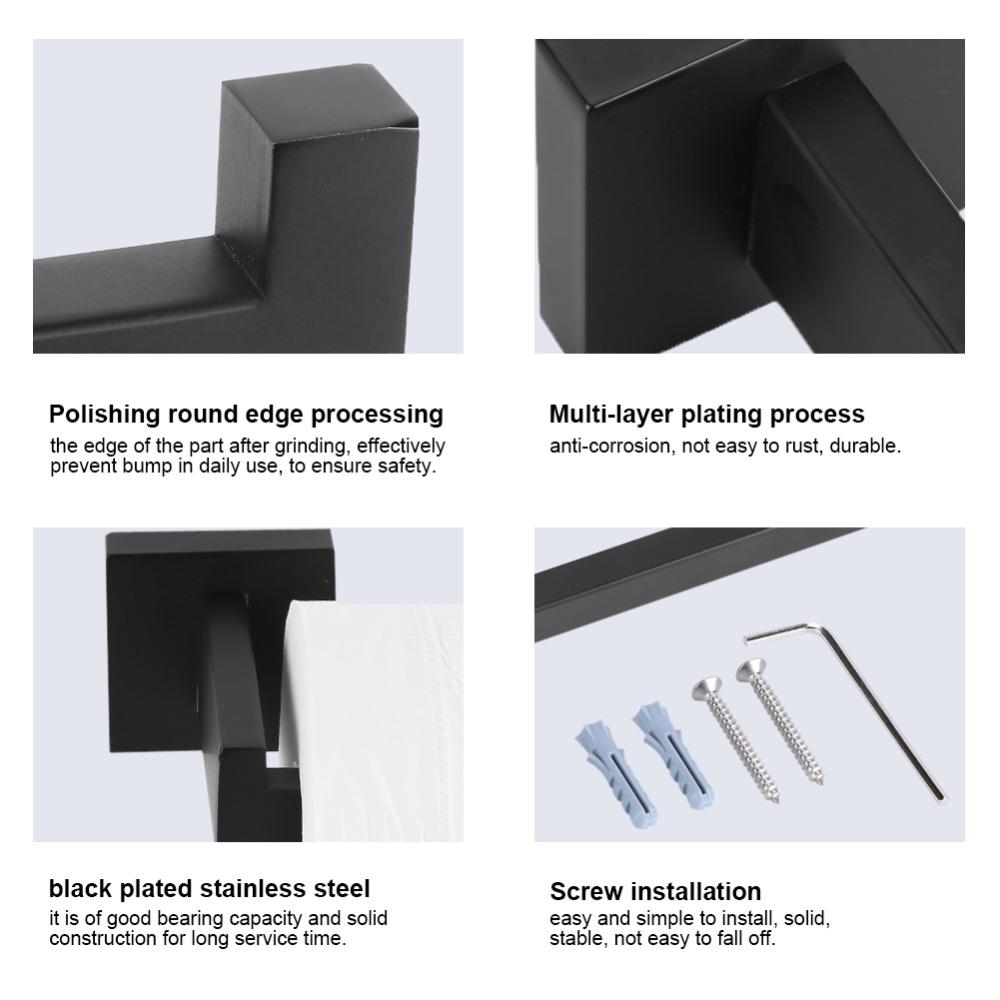 Black Toilet Roll Holder Shelf Toilet Tissue Dispenser Bathroom Kitchen Laundry Room