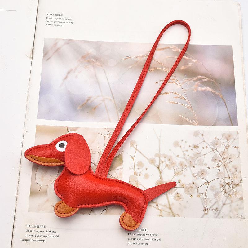 Dog Keychain Pendant Pu Leather Cartoon Pet Bag Charm For Keys And Phones