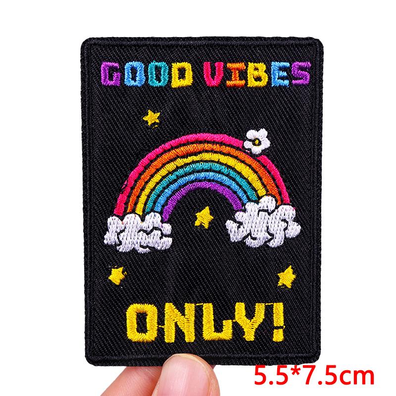Regnbåge/BokstavsPatch Planet/UFO BroderiPatch Stryk på Patchar För Kläder Tecknad Broderad Patch På Kläder Strykning DIY