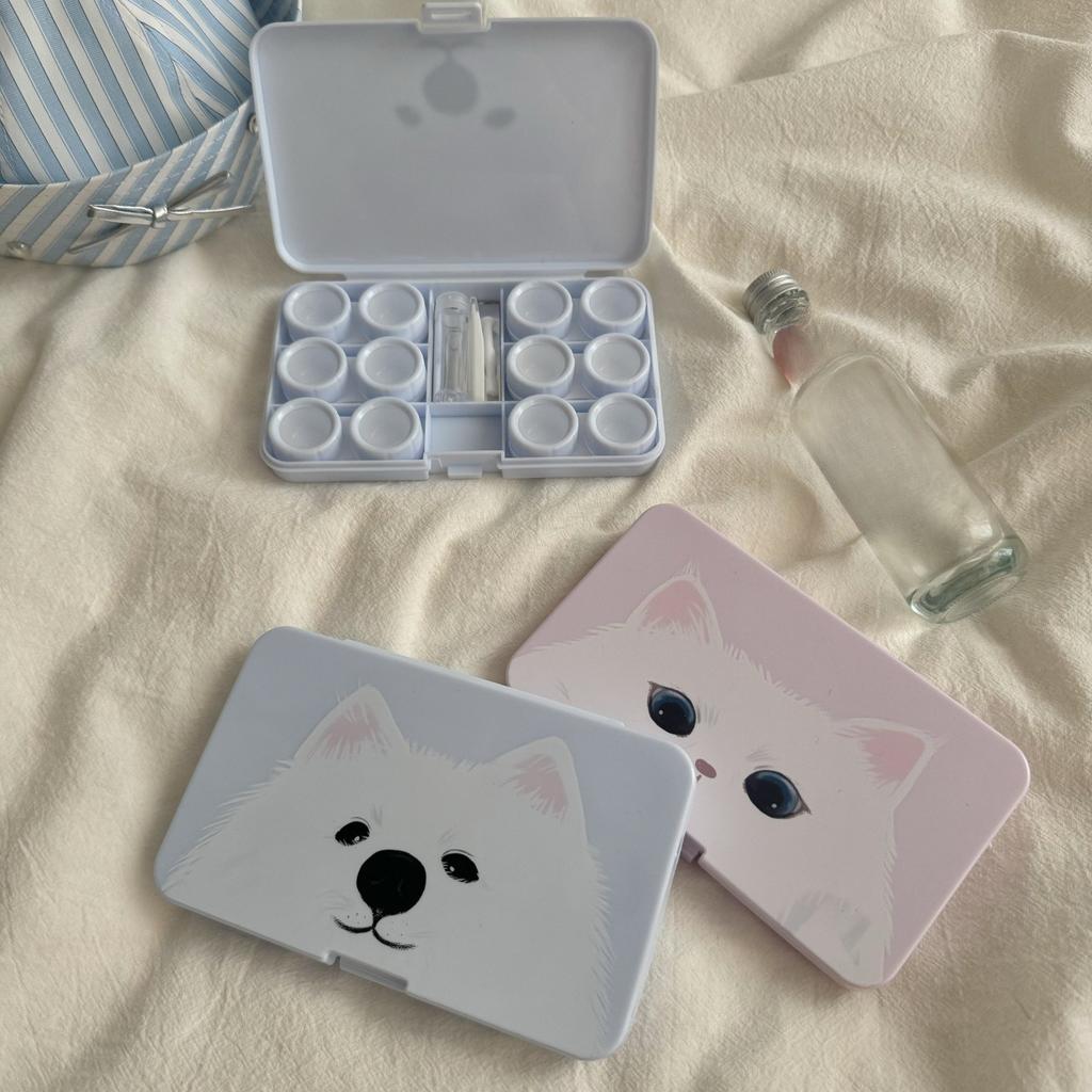 With Mirror Cute Cat Large Capacity Contact Lens Case Travel Contact Lenses Case Soak Container Lenses Box for Beauty Pupil