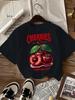 Cherries Local Hand Picked Plump and Juicy Print Women T-Shirt Hip Hop Y2K Clothes All-Match T Shirt Summer Top Graphic Y2K Top
