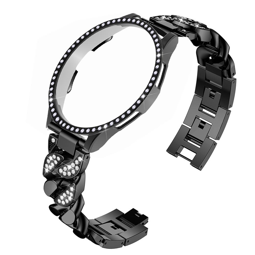 

Ремешок для Samsung Galaxy Watch 3, 41 мм, 45 мм, металлический ремешок для часов + защитный чехол-бампер, блестящий браслет с бриллиантами Samsung Watch3 41mm чёрный