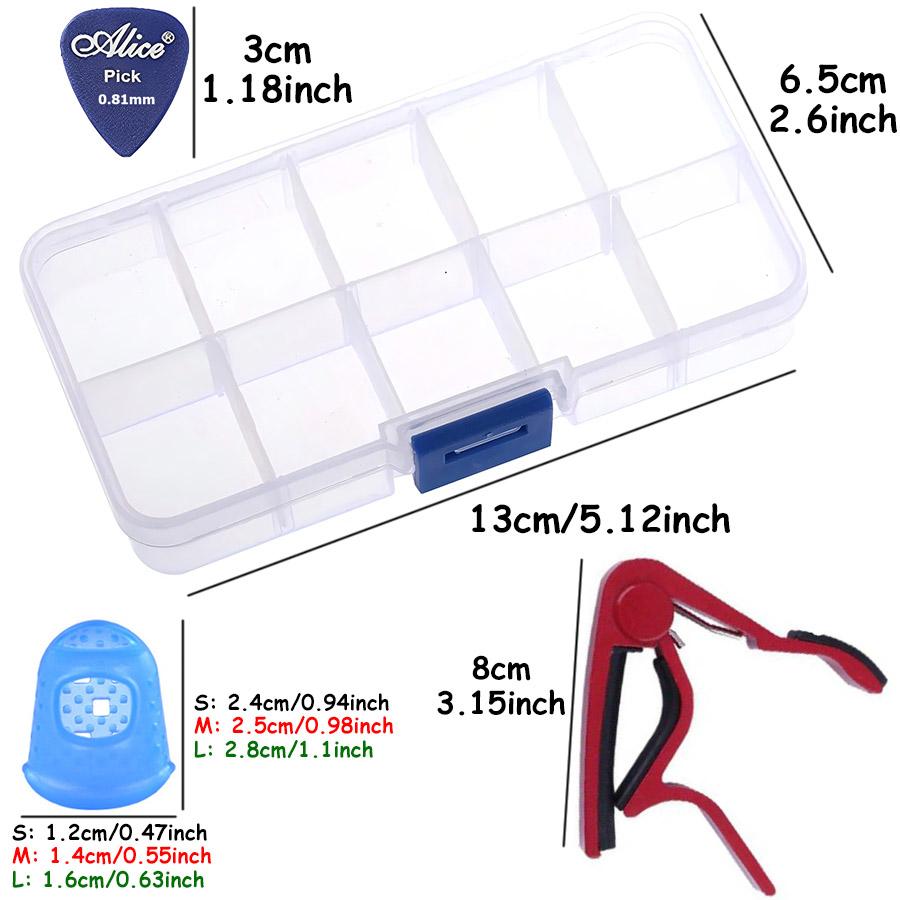 Guitar Accessories Kit - 30pcs Pick & 10-Grid Storage Box 4pcs Finger Protectors & Capo for Acoustic, Electric Guitar & Ukulele