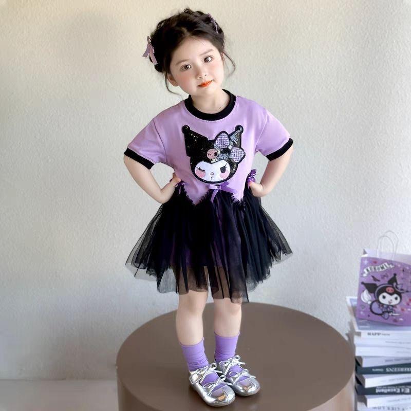 Girls Summer Short Sleeve Tulle Princess Dress Cute Kids Party Clothing 90