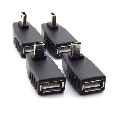 Mini-USB-5-Pin-Stecker auf USB-Typ-A-Buchse, 90-Grad-Winkel, Konverteranschluss, Datensynchronisations-OTG-Adapter für Auto, PC, Tablet, Telefon, U-Disk