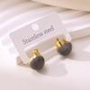 Elegant Multi-color Stainless Steel Hoop Earrings - Women's Autumn/Winter French Retro Style with Round Ball and Water Drop Design.