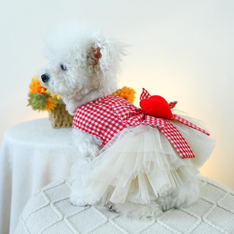 Brand New Pet Clothes Dog Cat Princess gauze skirt,Puppy heart-shaped fluffy skirt J114