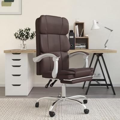 Vidaxl Foldable Office Chair, Brown, Faux Leather