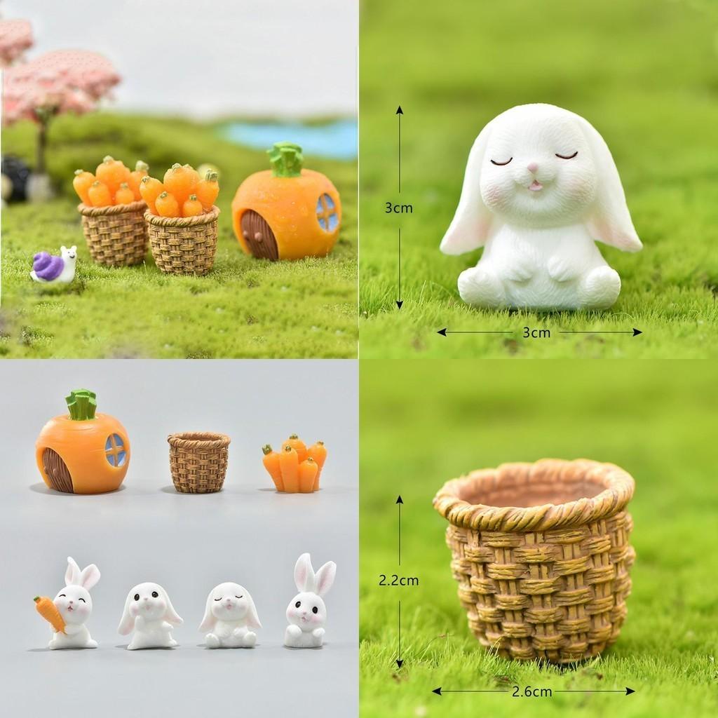 Charming Rabbit Eat Carrot Diy Resin Figurine For Exquisite Micro Landscape Decoration