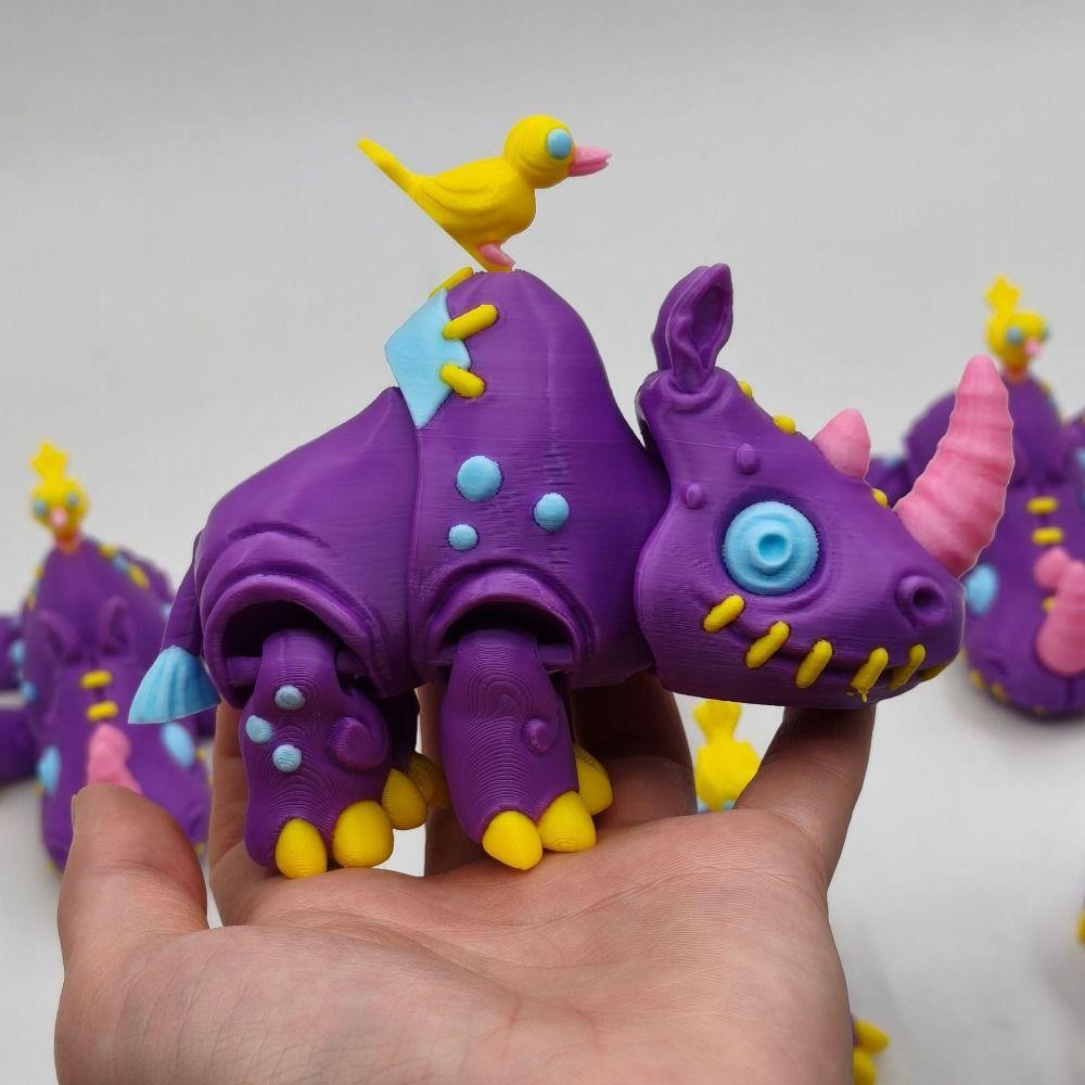 Multi-Jointed 3D Printing Rhinoceros Toy Simulation Anime Rhinoceros Toys Halloween Decoration