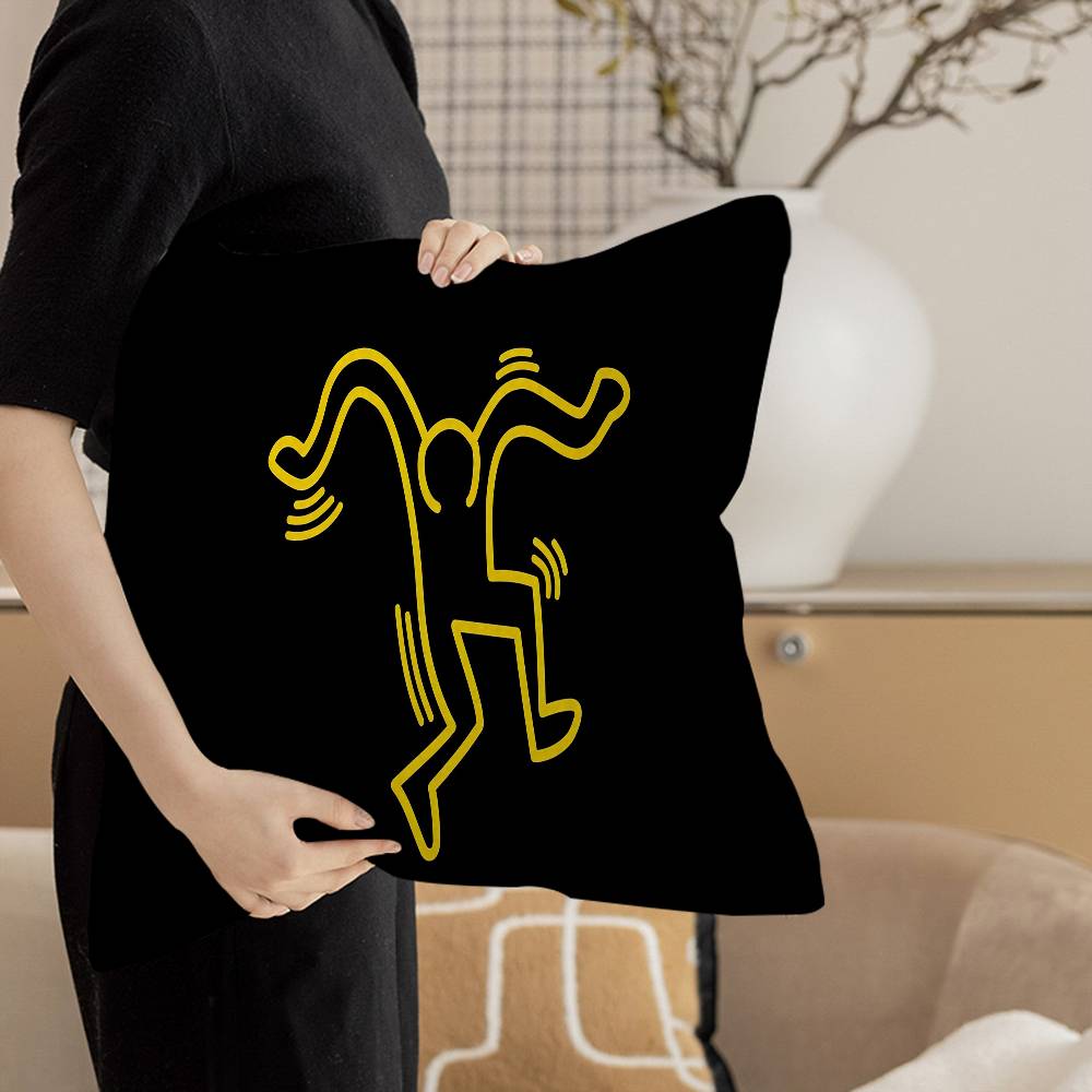 K-Keiths H-Haring Personalized picture text home decorative pillows Household Gifts 45x45cm