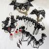 Black Lace Centerpiece Neck Jewelry Set Gothic Statement Accessories for Themed Photo Shoots, Festivals and Halloween Looks