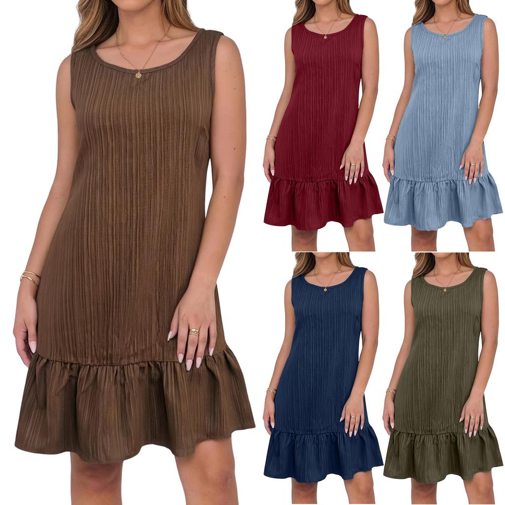 Women French High Quality Temperament Spring Summer Sleeveless Vest Dress