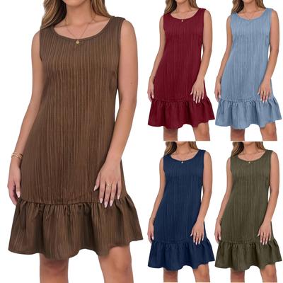 Women French High Quality Temperament Spring Summer Sleeveless Vest Dress