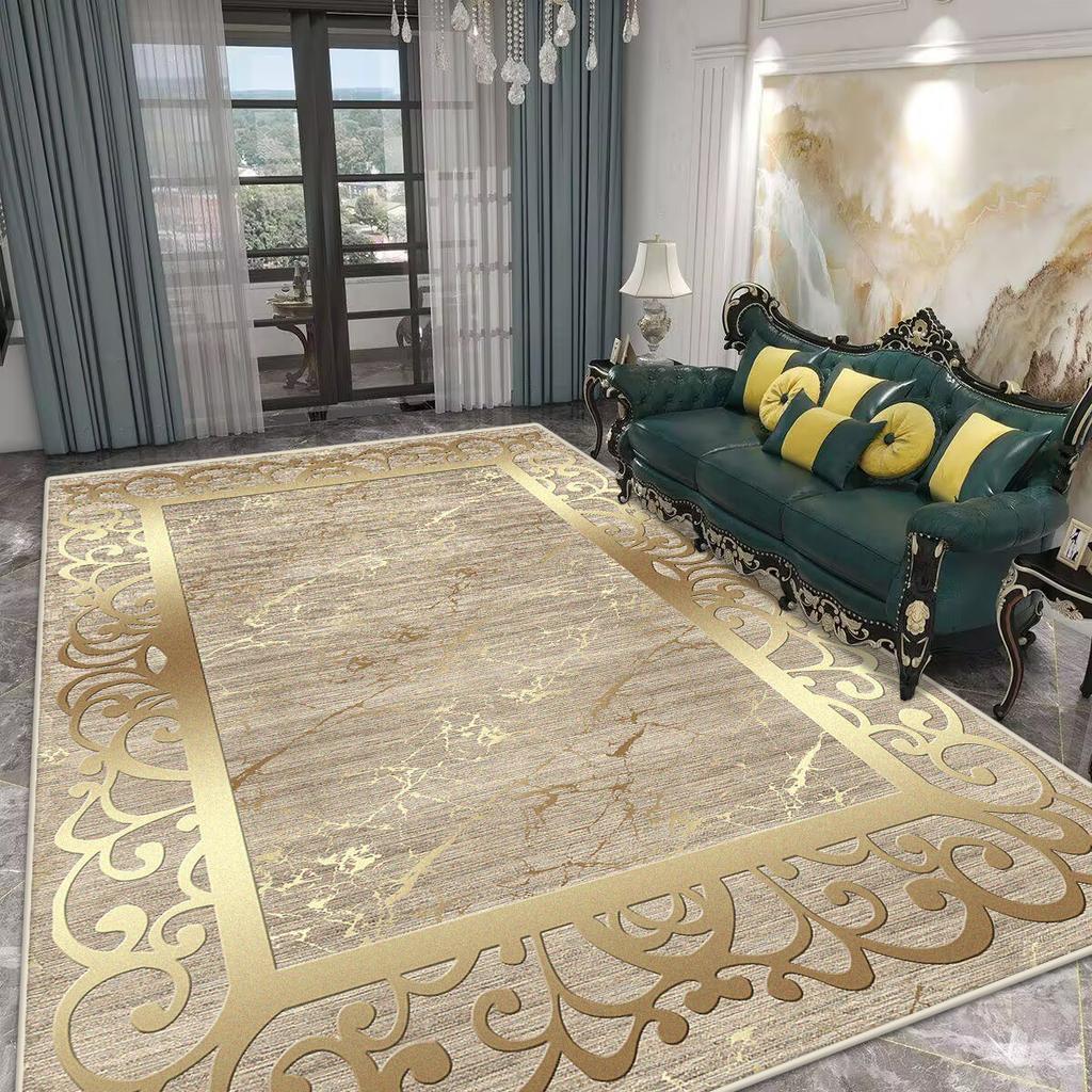 Nowoczesny Luksusowy Dywan do Salonu 200x300cm Dywany Wielkopowierzchniowe Dekoracja Pokoju Złote Maty Podłogowe Zmywalny Dywanik pod Stolik Kawowy Antypoślizgowy